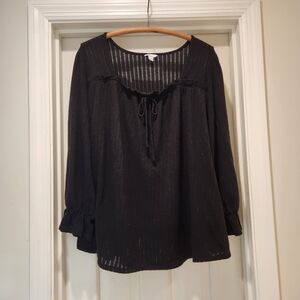 Cato Black Whimsy Goth Flowy Blouse – Women’s Plus Size 22